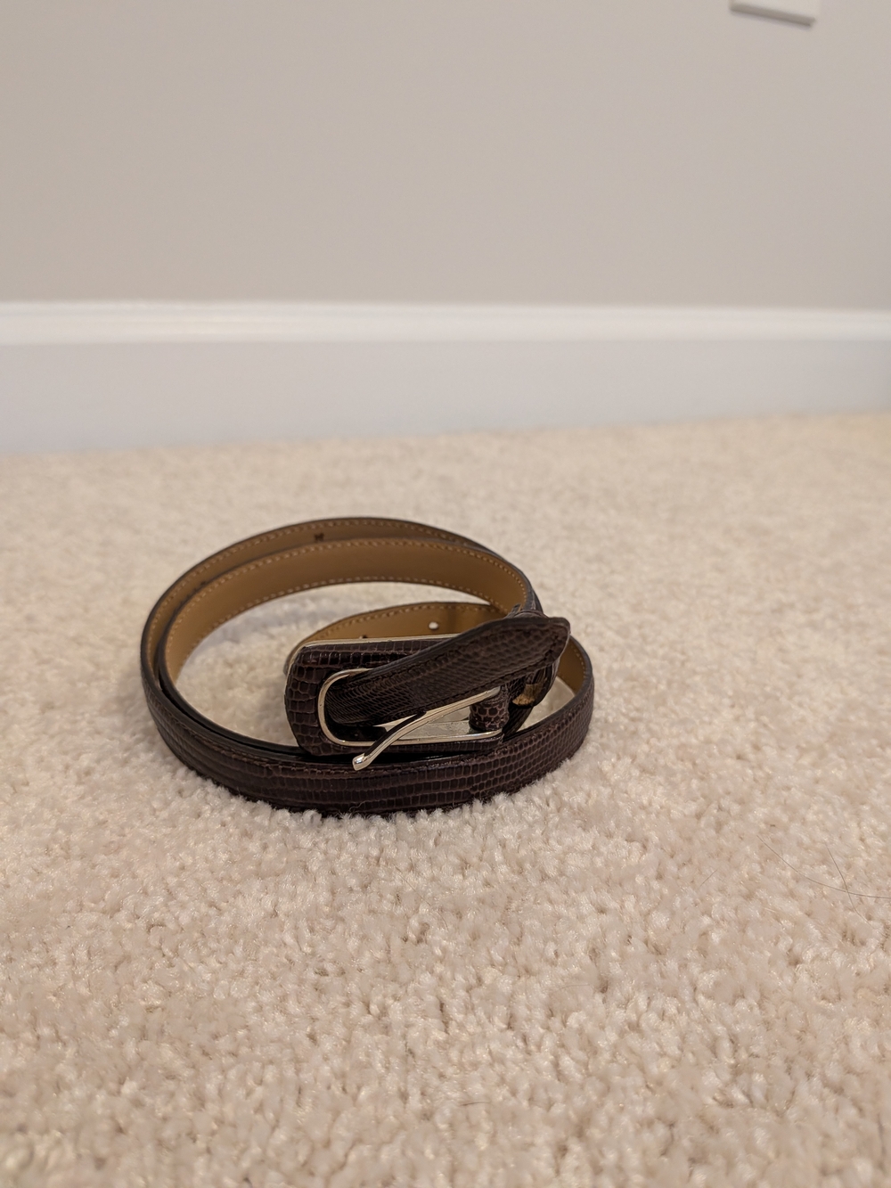 Women's Brown Textured Leather Belt